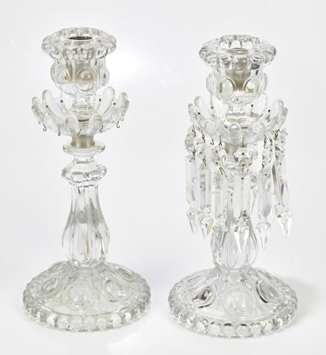 Lot 366 - BACCARAT; a pair of glass table lustres,...