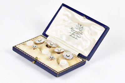 Lot 686 - A cased pair of yellow gold mother of pearl...