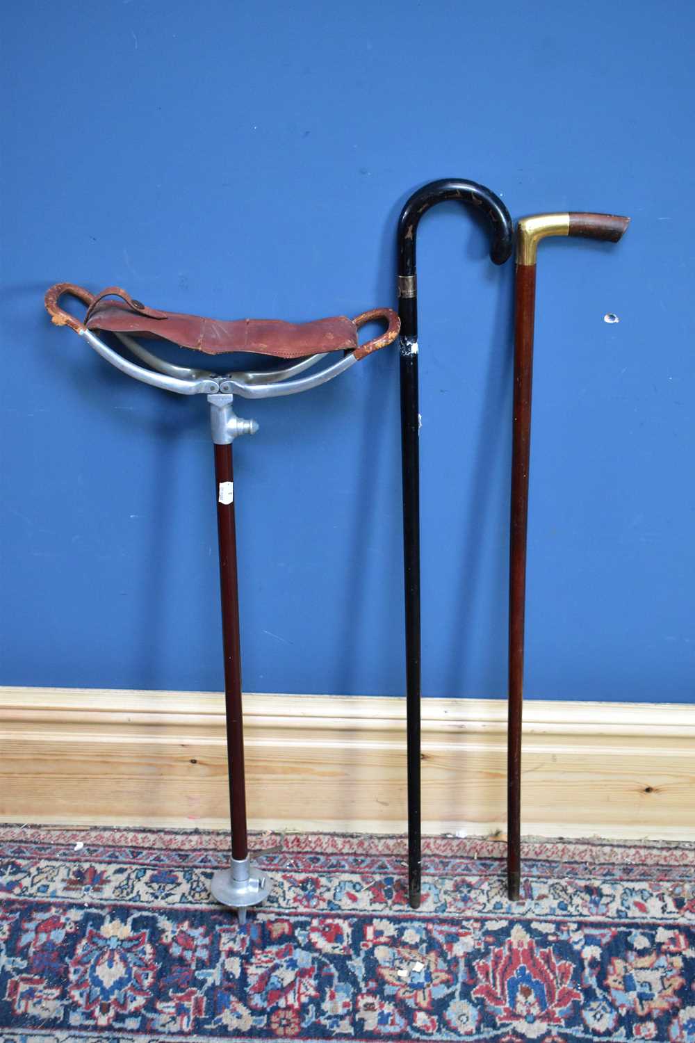 Lot 1352 - Two walking sticks and a shooting stick (3).