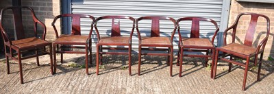 Lot 12 - A set of six Chinese style cane seated...