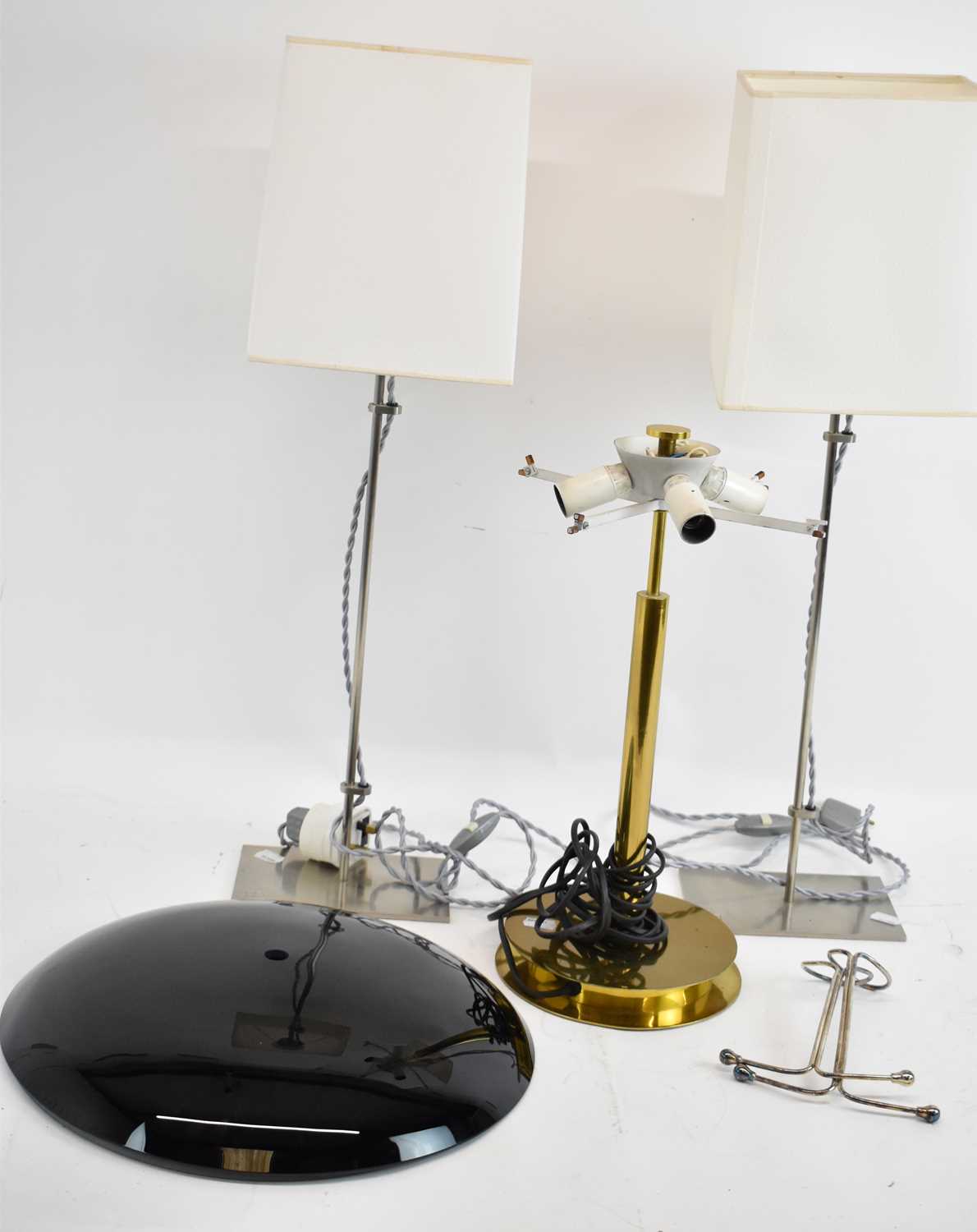 Lot 171 - A pair of contemporary metal table lamps...