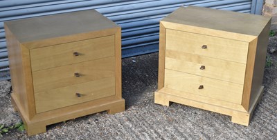 Lot 81 - A pair of contemporary three drawer bedside...