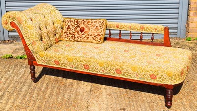 Lot 43 - An Edwardian floral button upholstered chaise...