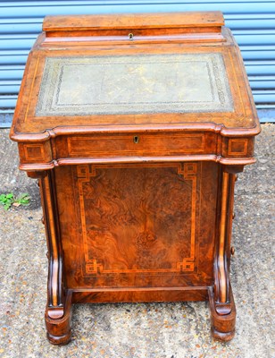 Lot 35 - A Victorian inlaid walnut Davenport desk of...