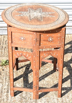 Lot 70 - A mother of pearl inlaid folding base table...