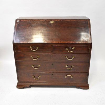 Lot 53 - A George III mahogany bureau with marquetry...