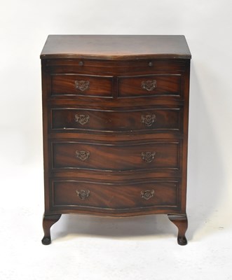 Lot 23 - A Georgian-style mahogany bow-fronted bachelor'...