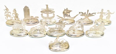 Lot 1057 - A set of twelve Thai white metal menu holders,...