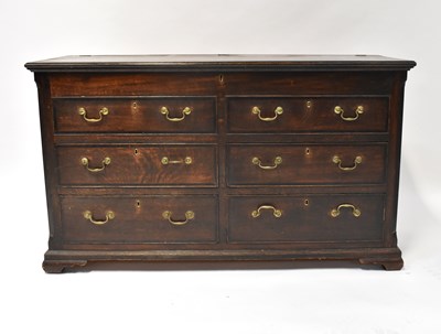 Lot 51 - A 19th century and later oak mule chest with...