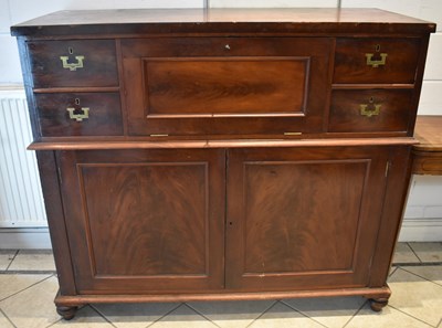 Lot 17 - A large 19th century mahogany campaign style...