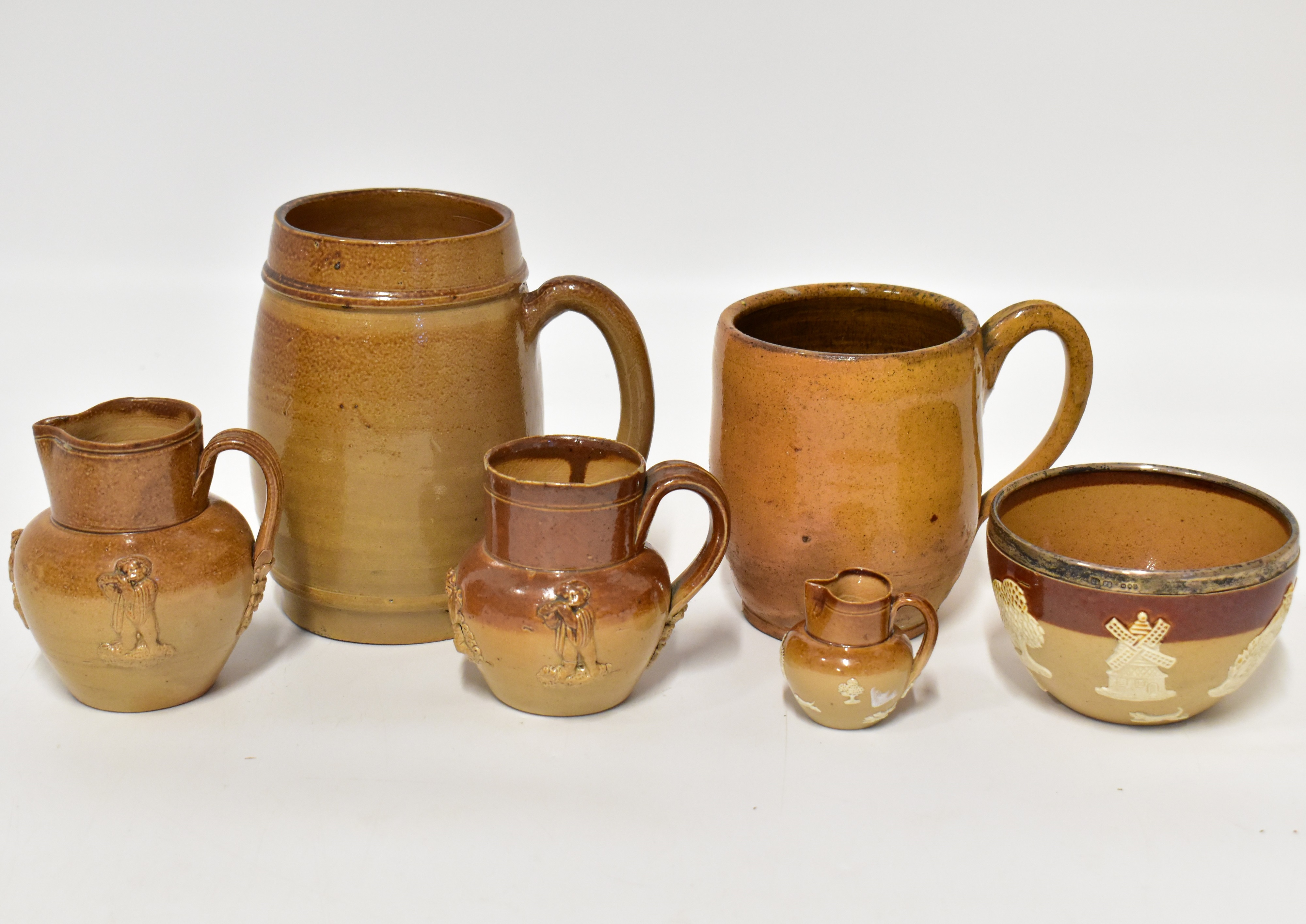 Lot 507 Six items of salt glazed pottery, to include