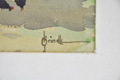 Lot 6126 - JAMES BRINDLE; watercolour, barnyard, signed...