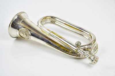 Lot 1304 - M.H; a silver plated bugle, 32cm, S.N: 4714.