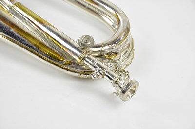 Lot 1304 - M.H; a silver plated bugle, 32cm, S.N: 4714.