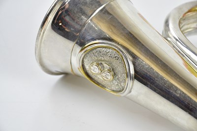 Lot 1304 - M.H; a silver plated bugle, 32cm, S.N: 4714.