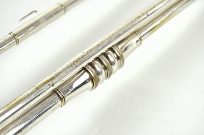 Lot 1311 - PREMIER; a silver plated bugle, 76cm.