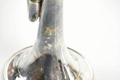 Lot 1311 - PREMIER; a silver plated bugle, 76cm.
