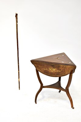 Lot 33 - A 19th century mahogany inlaid drop-leaf table