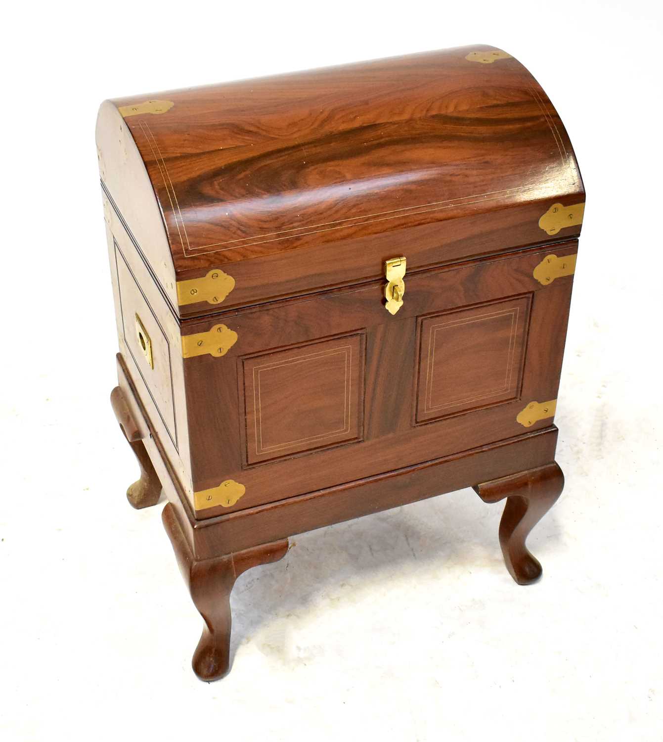 Lot 18 A small modern brass bound dome top chest on