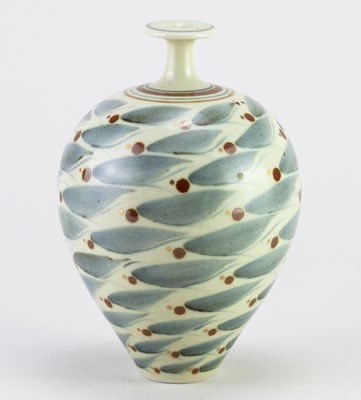 Lot 150 - DEREK CLARKSON (1928-2013); a porcelain bottle...