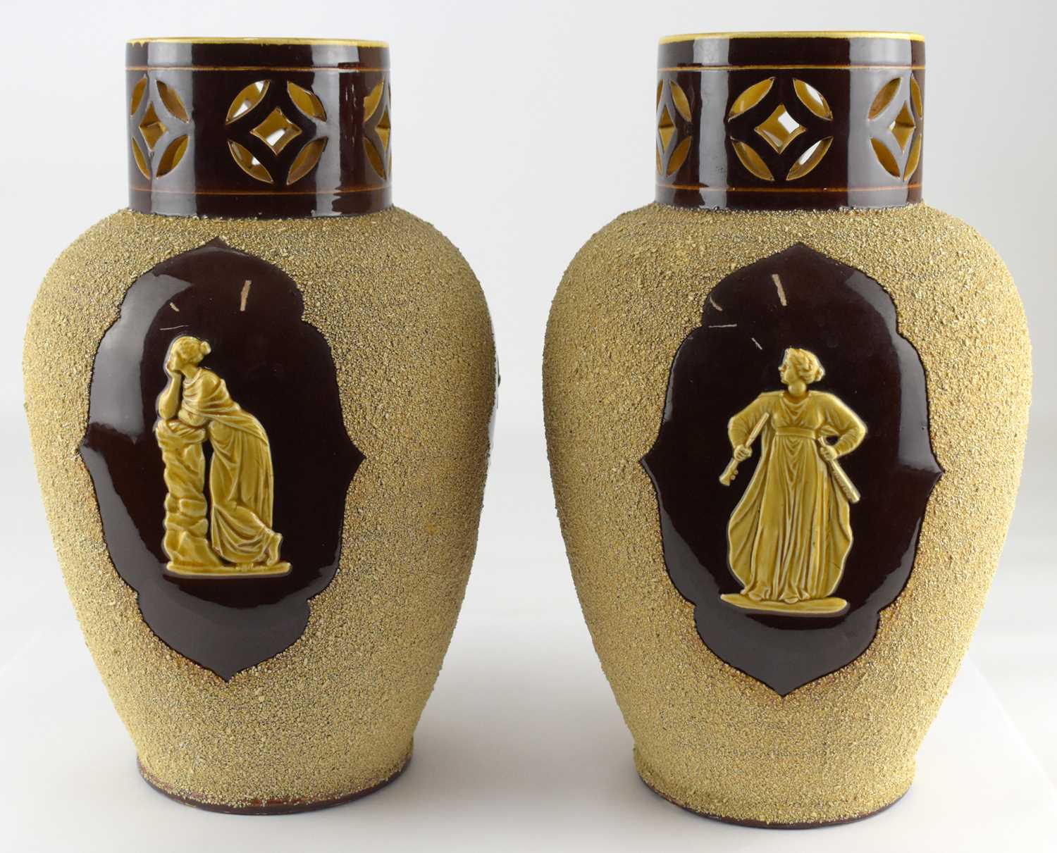 Lot 503 - A pair of 19th century Victorian art pottery...