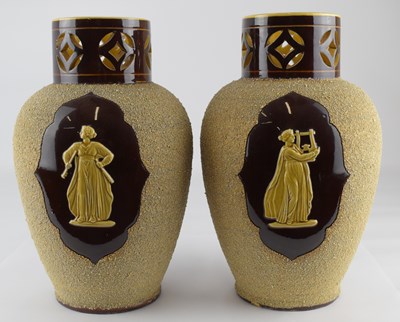 Lot 503 - A pair of 19th century Victorian art pottery...