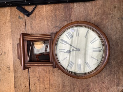 Lot 2337 - A Victorian drop dial oak cased school clock,...