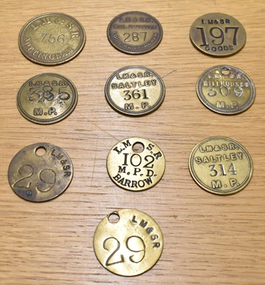 Lot 228 - LM&SR; ten assorted tokens/tallies.