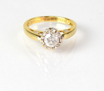 Lot 1053 - An 18ct yellow gold solitaire diamond ring,...