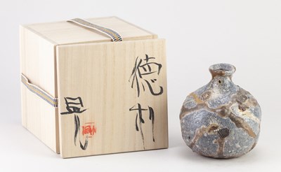 Lot 7 - AKIRA SATAKE; a wood fired stoneware tokkuri,...