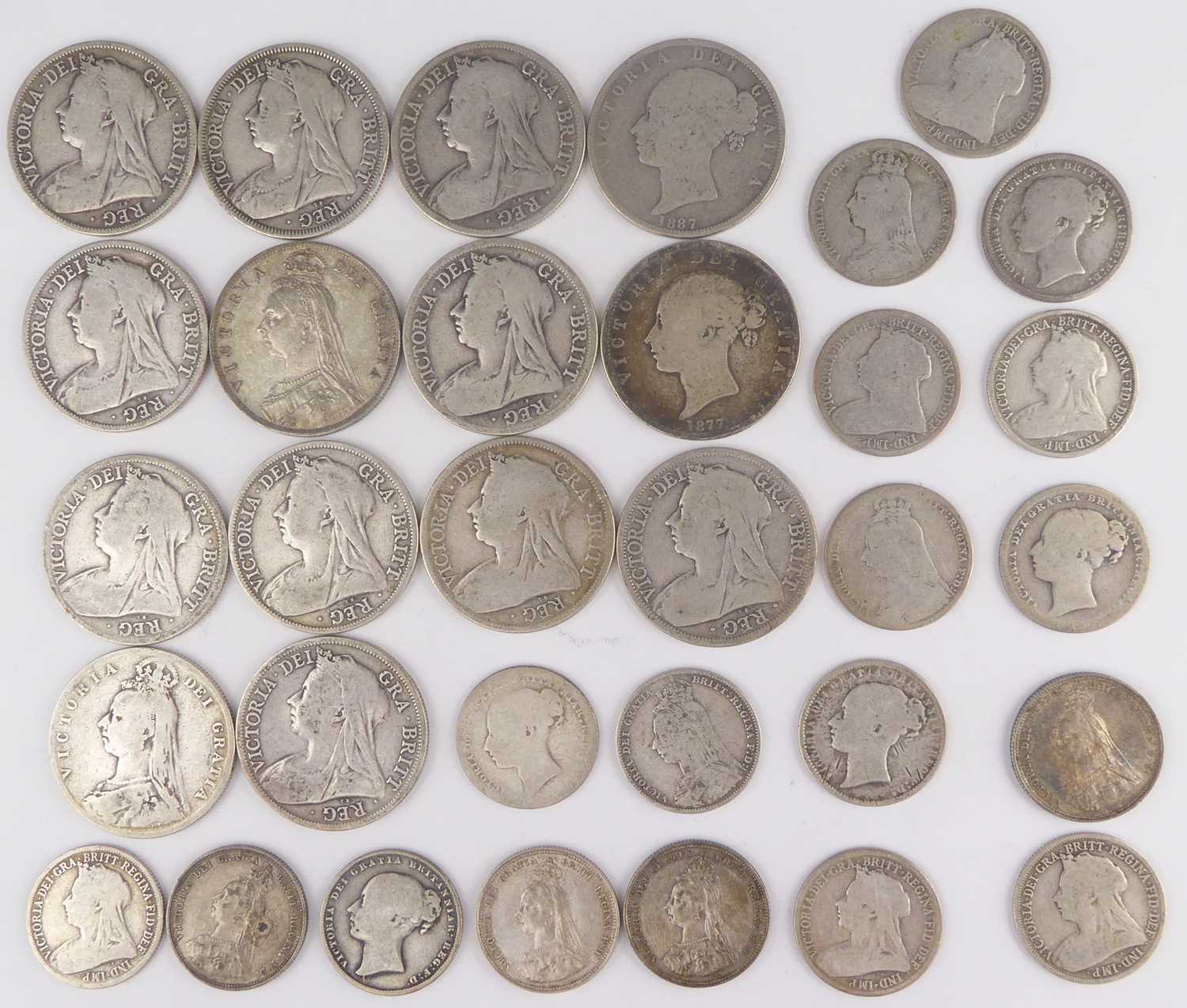 Lot 802 - Victorian silver coins to include fourteen...