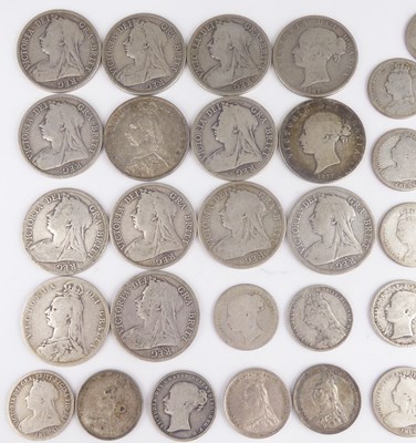 Lot 802 - Victorian silver coins to include fourteen...