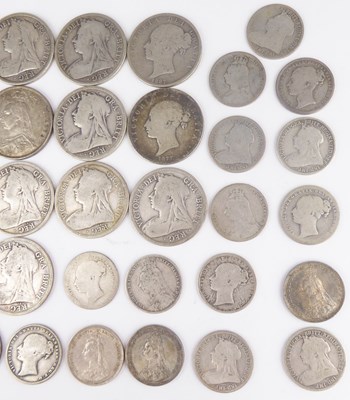 Lot 802 - Victorian silver coins to include fourteen...