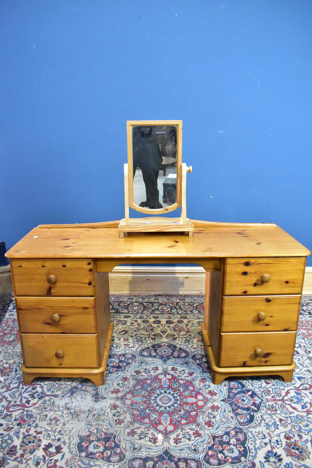 Lot 2673 - A modern pine dressing table, 68cm x 138cm x...