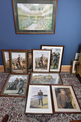 Lot 5285 - GOLFING INTEREST; a collection of nine prints...