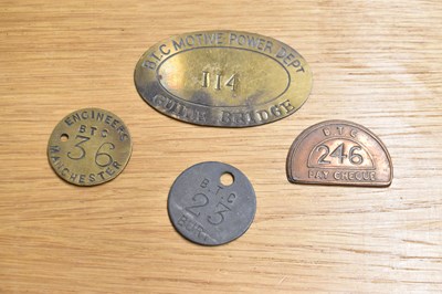 Lot 281 - BTC; four assorted tokens/tallies.