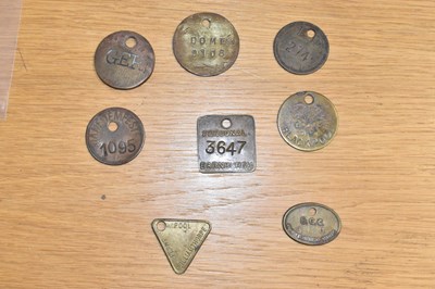 Lot 265 - Eight assorted railway token/tallies.