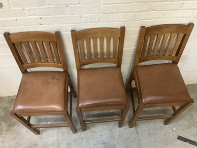 Lot 2625 - STICKLEY; three oak bar stools (3)