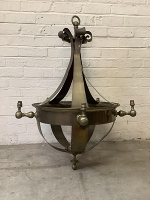 Lot 354 - A large brass Art Deco ceiling light, 110cm.