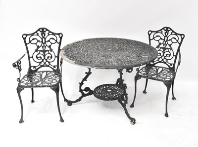 Lot 70 - An aluminium garden set comprising pierced...