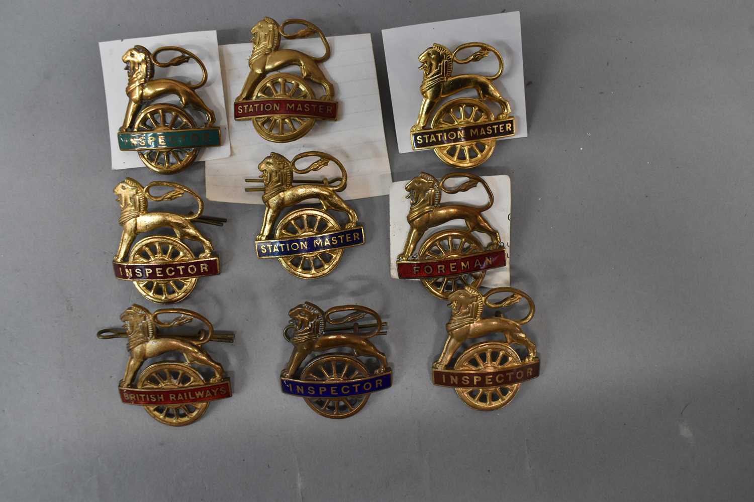 Lot 292 - BR; a collection of gilt brass wheel badges...