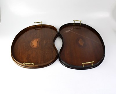 Lot 96 - Two Edwardian mahogany inlaid kidney-shaped...