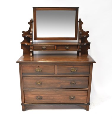 Lot 27 - A stained oak dressing chest with bevelled...