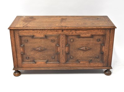 Lot 13 - A 19th century oak coffer with applied...