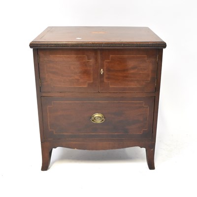 Lot 14 - An Edwardian mahogany line inlaid side cabinet...