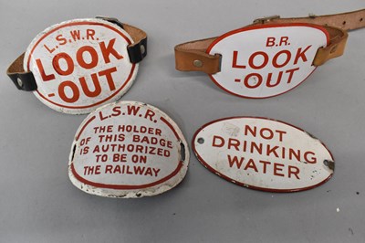 Lot 80 - BR 'Look Out Close' red and white enamel arm...