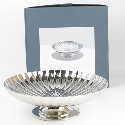 Lot 610 - GEORG JENSEN; a stainless steel dish on stand...