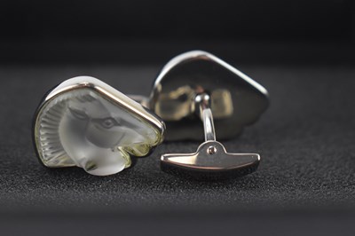 Lot 879 - LALIQUE; a pair of gentlemen's silver (925)...