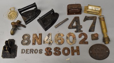 Lot 97 - RAILWAYANA; a collection of cast iron numbers,...