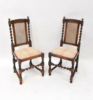 Lot 41 - Six mid-20th century barleytwist dining chairs...